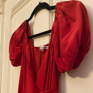 ✔ (SOLD) Red Reformation 100% Silk Maxi Dress
